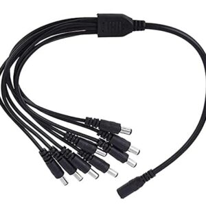 8 in 1 DC Power Splitter Cable – 1 Female to 8 Male Barrel Connectors for Multi-Device Power