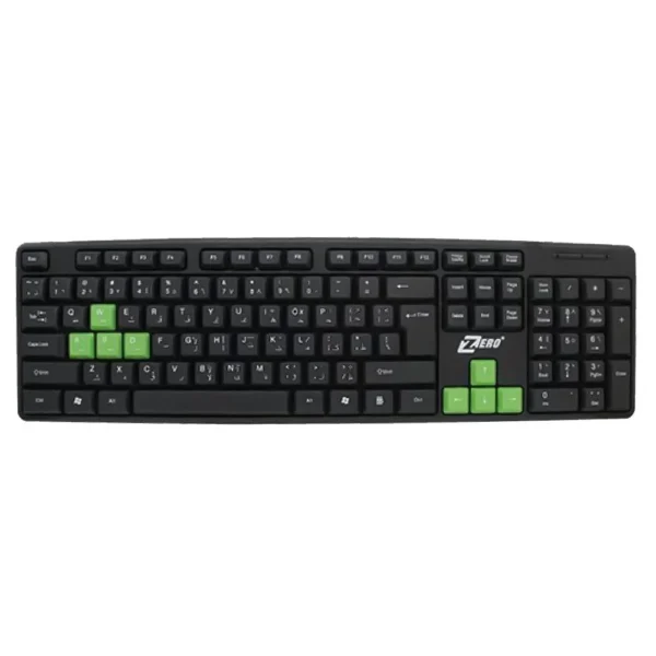 Zero ZR-200 Business USB Keyboard – Reliable Arabic/English Full-Size, Spill-Resistant (Black)
