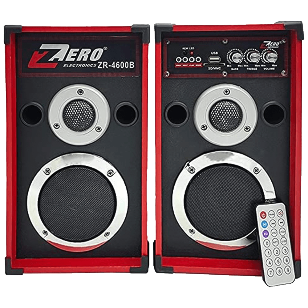 Zero ZR-4600B Powerful 2.0 Speaker System – Bluetooth, USB/SD, Remote + Display (Black)
