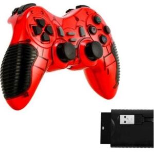Wireless Gamepad 7 in 1 for PS1- PS2- PS3- Laptop- PC- USB- Android TV- Android Media Box - red Color