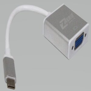 alt="محول Zero USB‑C إلى VGA أنثى أسود – 1080p Plug & Play"