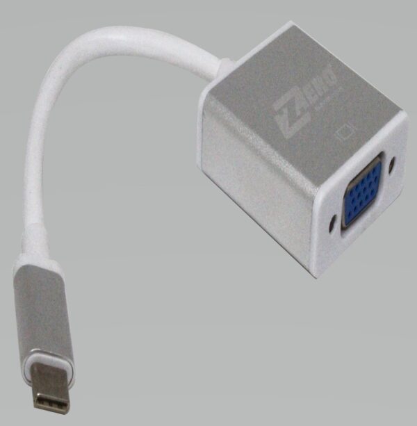 alt="محول Zero USB‑C إلى VGA أنثى أسود – 1080p Plug & Play"