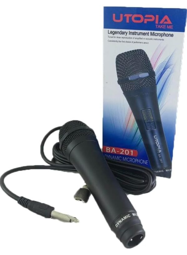alt="مايكرفون Utopia BA‑201 سلكي معدني بنمط Hyper‑Cardioid وواجهة XLR"