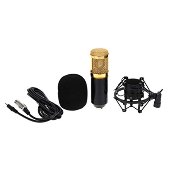 alt="ميكروفون Lava BM‑800 Condenser بسلك وحامل شوك مع كبسولة مطلية بالذهب"