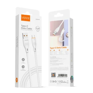 كابل بيانات VIDVIE USB-A الى Type-C CB402NT - ابيض 1 متر شحن 2.4A