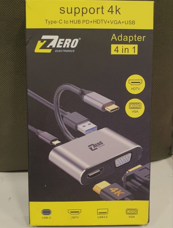 ZERO Type-C Hub 4-in-1 – Support 4K HDTV VGA USB 3.0