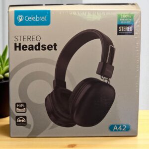 Celebrat A42 Stereo Headset – Wireless Bluetooth, Hi-Fi Sound, Epic 21H Playtime, Foldable & Ultra-Comfort Design