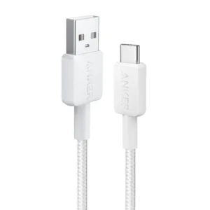 Anker 322 Premium USB-A to USB-C Cable (3ft Braided) , Reliable 15W Fast Charge & 480Mbps Sync – A81H5H21 – White