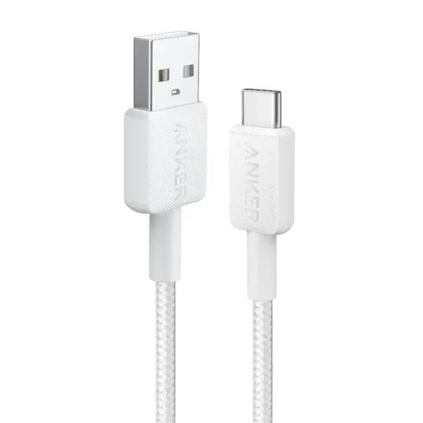 Anker 322 Premium USB-A to USB-C Cable (3ft Braided) , Reliable 15W Fast Charge & 480Mbps Sync – A81H5H21 – White