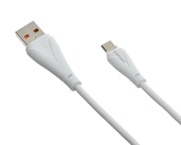 X-SCOOTS XS-232 Reliable 6A Micro USB Charge & Sync Cable 1M, Ultra-Durable Braided Nylon Fast Charging – White
