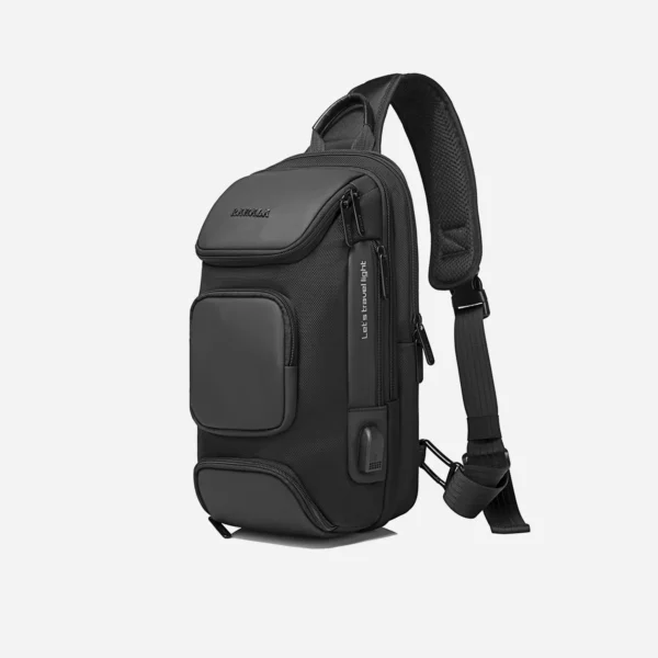 Rahala 7086 Anti-Theft Crossbody Sling Bag , Reliable ,Water-Resistant, Multi-Compartment with USB Fast Charging, 8L Smart EDC (Black)