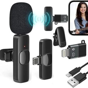 K8 Wireless 2-in-1 Mini Microphone — Reliable 2.4G Plug & Play - For Interview Youtubers, Vlogging Video, Recording, Live Stream, Broadcasting - Compatible with Lightning & Type-C Devices