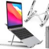 Zero Adjustable Metal Laptop Stand (10-15.6") - Improves Posture & Cooling - Reliable 4kg Support, 6-Level Ergonomic Cooling, For Desk, MacBook, HP, Dell & More - Silver