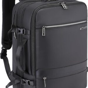 Arctic Hunter B00350 Water Resistant Expandable 15.6” Laptop Travel Backpack, 180° Open + USB – Black