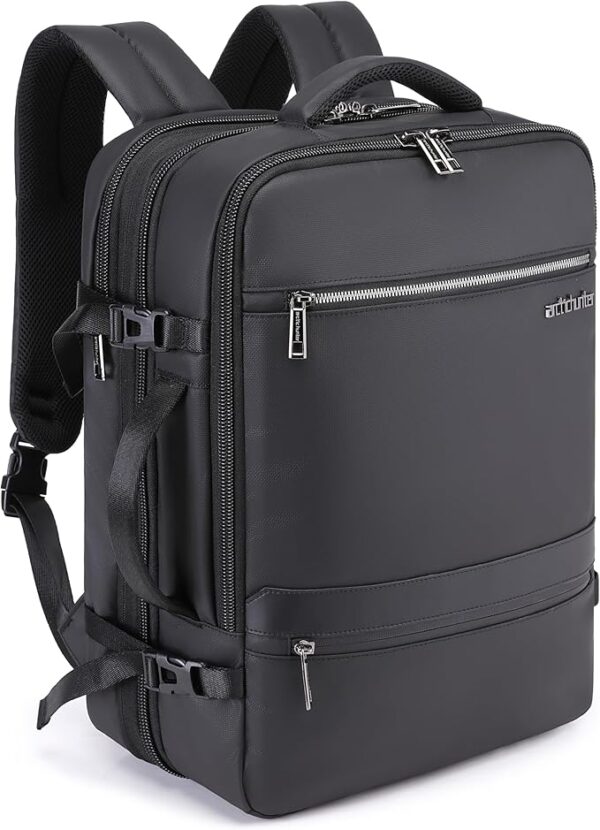 Arctic Hunter B00350 Water Resistant Expandable 15.6” Laptop Travel Backpack, 180° Open + USB – Black