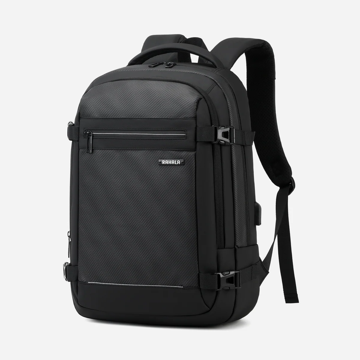 Rahala EF92M Premium Water-Resistant 15.6” Laptop Backpack — Reliable , Anti-Theft, USB Port, 20L, Multi-Pocket For College And Work – Black