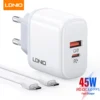 LDNIO LS-019 Powerful 45W Dual-Port PD Fast Charger, Turbo QC 3.0 USB-C + USB-A – White