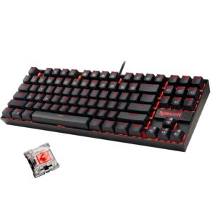 Redragon KUMARA K552E Mechanical Gaming Keyboard – Rainbow TKL 87-Key, Powerful Metal Frame & EN/AR Layout (Red Switch)