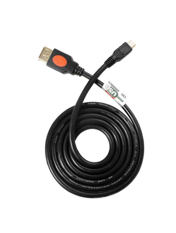 2B DC062 Premium Mini 5 Pin USB to USB-A Adapter (1.2M) — Reliable Compact Link, Black