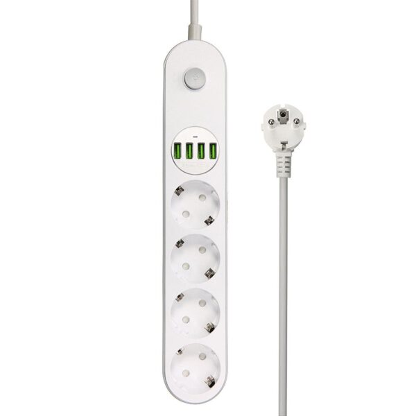 GIGAMAX PLUS GM99 2500W Power Strip, 4 Sockets +17W 4 USB Auto-ID, Reliable ,Premium - 2M Cord