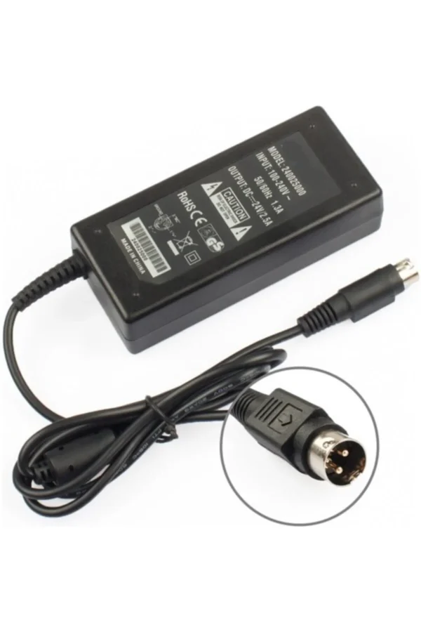 Receipt Printer 24V 2.5A 3-Pin AC Adapter (60W) – Stable Power Supply for POS Thermal Printers