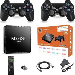 M8 Pro Mini Game TV Box 4K – Powerful 10,000 Retro Games, Android 12, WiFi, Joystick, Cast