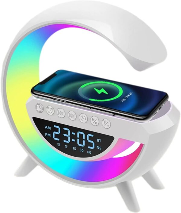 HR-3401 LED Charging Speaker – RGB Bedside Lamp, Bluetooth Speaker, Alarm Clock & Wireless Induction Charger