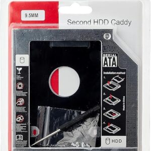 9.5mm Aluminum Hard Disk Caddy – SATA 3.0 2.5″ HDD/SSD Laptop DVD/CD-ROM Bay Adapter