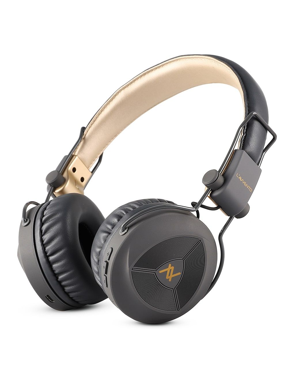 L’AVVENTO HP236 Bluetooth 5.0 Headphone – Powerful Turbo Bass, Foldable, 15H Playtime (Gray/Gold)