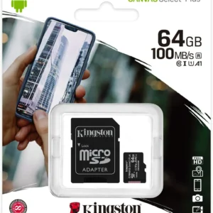 Kingston Canvas Select Plus MicroSD Memory (sdcs2/64gb) – 100MB/s, A1, With SD Adapter