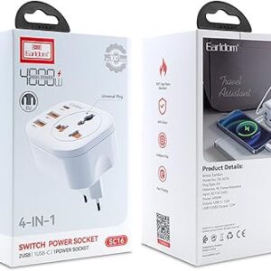 Earl-dom ES-SC16 4 in 1 Universal Plug Charger 4000W 2x USB-A 1x USB-C 1x UK Plug (EU)- White