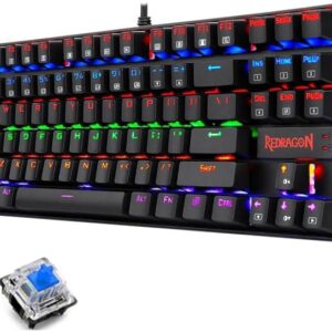Redragon KUMARA K552E Mechanical Gaming Keyboard – Rainbow TKL 87-Key, Powerful Metal Frame & EN/AR Layout (Blue Switch)